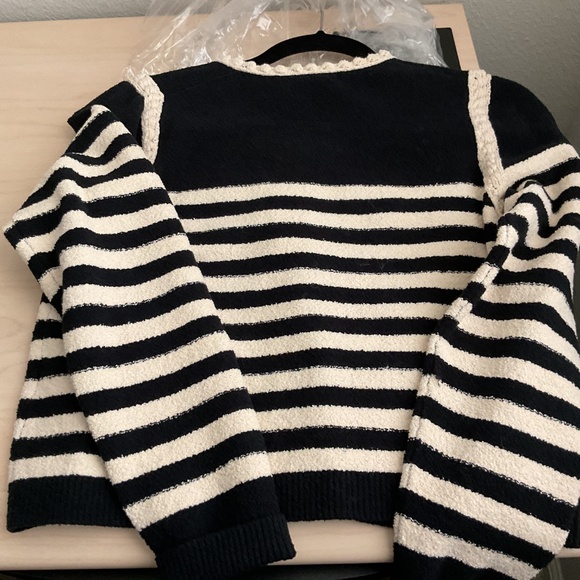 J.Crew Odette Sweater Lady Jacket in Black Muslin Striped Boucher Cardigan - Picture 4 of 10